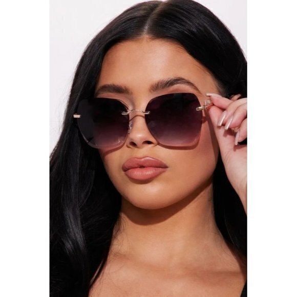 Around Me Round Frame‎ Rimless Sunglasses Grey main image 9